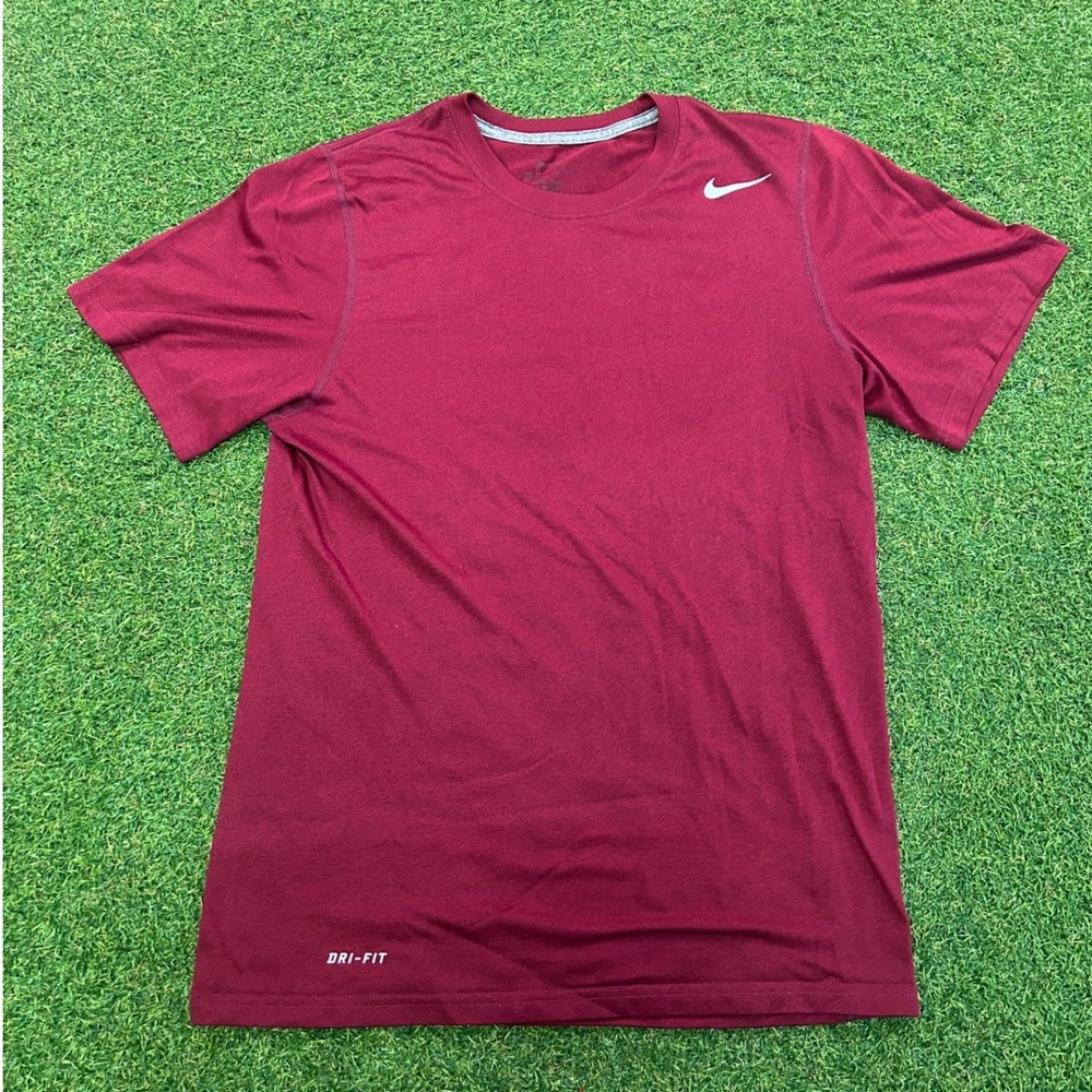 Nike Dri-FIT Mens Maroon Burgundy Performance Short Sleeve Training T-Shirt L